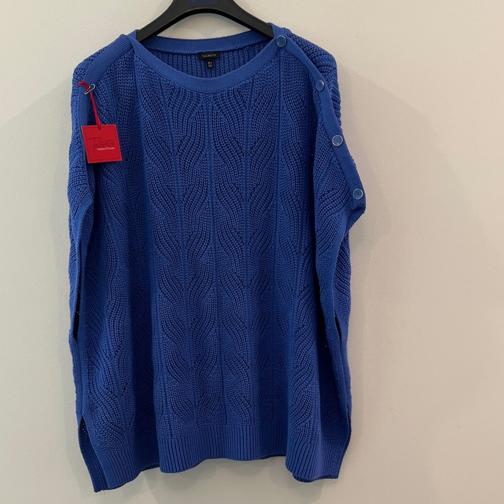 Talbots Royal Blue Knit Sweater with Button Accents